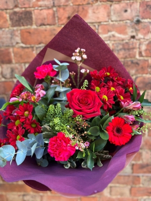 Valentines Florist Choice Wrap with a Red Rose