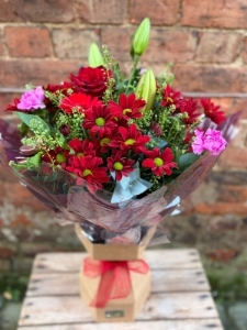 Valentine's Hand Tied Bouquet to include a Red Rose